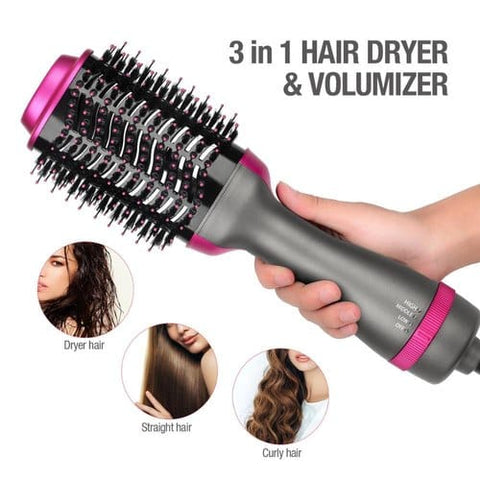 2 in 1 Hair Dryer & Brush for Fast Drying, Straightening, Curling