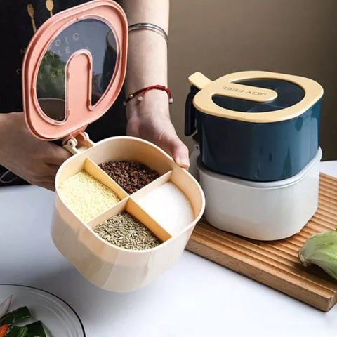 4 In 1 Partition Kitchen Seasoning Spice Box with Spoons